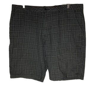O'Neill Mens Gray Window Pane Plaid Flat Front Casual Bermuda Golf Shorts-38